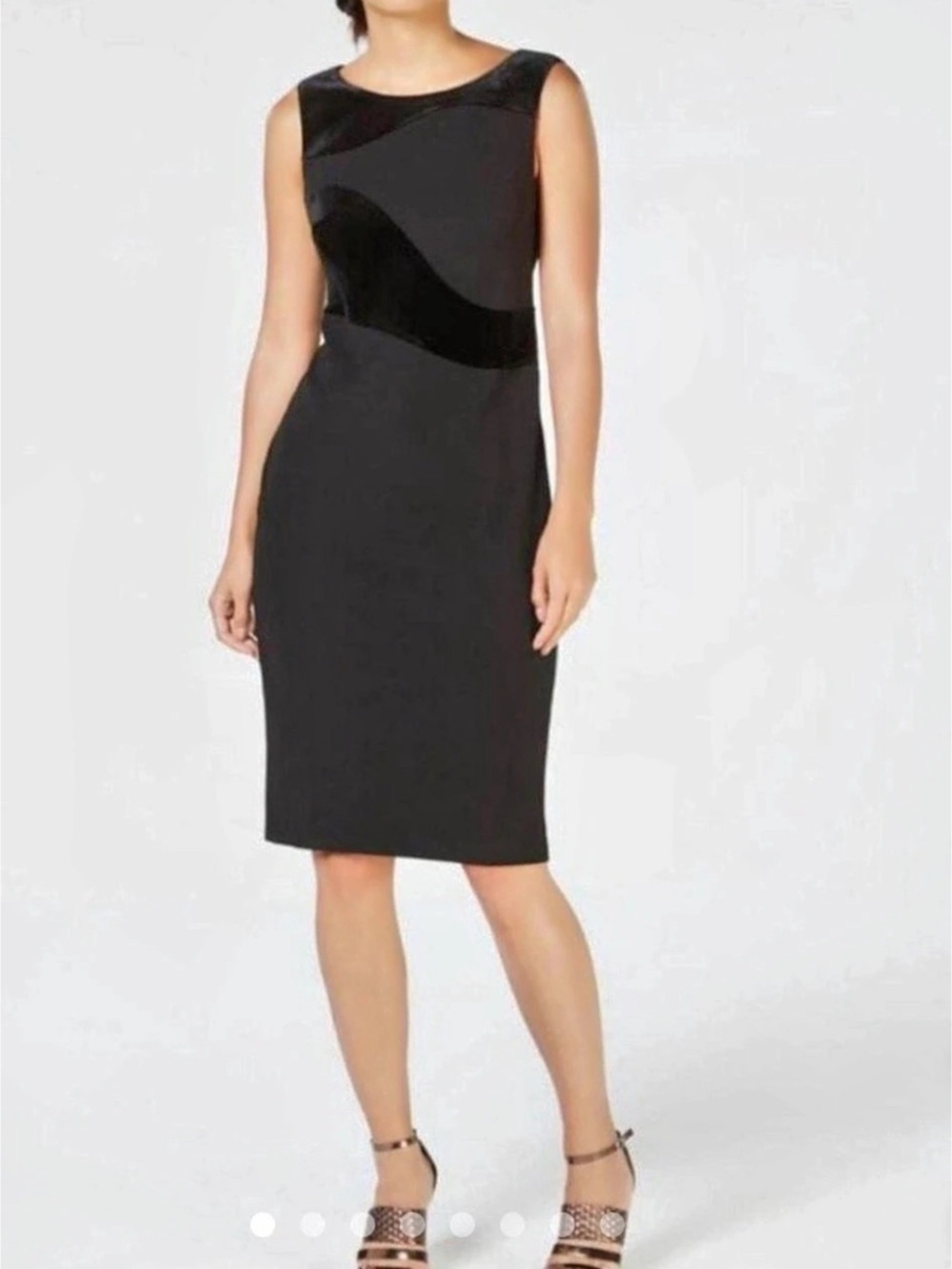 Calvin Klein Sleeveless Black Dress Midi With Velvet Detail 4
